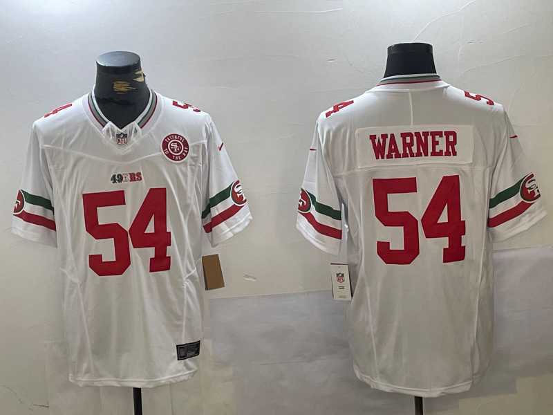 Mens San Francisco 49ers #54 Fred Warner White FUSE Mexico Gate Bridge Patch Vapor Limited Stitched Jersey Dzhi